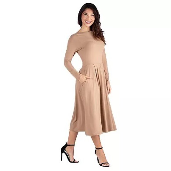 24seven Midi Length Fit N Flate Picket Dress - Picture 2 of 7